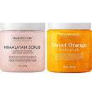 Majestic Pure Himalayan Salt Scrub and Orange Scrub Bundle – Exfoliating and Moisturizing Body scrub Combo MAJESTIC PURE