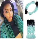 Ombre Jumbo Braiding Hair 24 inch Jumbo Braid Hair Extensions Jumbo Box Braids Crochet Hair Long for Women Kids DIY High Temperature Synthetic Fiber 2 Tones Black+ Light Green 5 Bundles Benehair