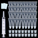 AMORIX 50PCS Empty Lip Gloss Tubes 10ml Clear 6PCS Pink Lip Gloss Containers Lip Balm Tubes Cute Lipgloss Supplies Squeeze Tubes Kit with 3 x 20ml Syringes 5pcs Organza Bags for DIY Lip Gloss Base AMORIX