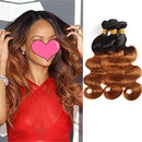 Feelgrace Soft Human Hair 3 Bundles Ombre 1B/30 Color 10A Brazilian Virgin Body Wave Hair Extension Bundles 100% Unprocessed Brazilian Hair (16 18 20) Feelgrace