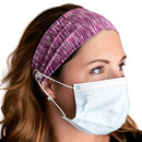 Savior Band headbands with buttons for mask for nurses, going out to the gym, grocery store or other places to protect your ears (Purple) Three Little Tots