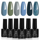 Beetles 6 Colors Gel Nail Polish Set - Grey and Nude Blue Glitter Gel Polish Kit Soak Off Nail Gel Polishes Set Fall Winter Gel Nail Kit Gifts Box for Manicure Nail Art Salon beetles Gel Polish