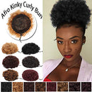 Afro Puff Ponytail Hair Bun Extension Chignon Hairpiece With Drawstring Afro Kinky Curly Wrap Messy Updo Synthetic For American African Black Women(8inch, 1pcs dark brown) S-noilite