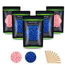 Hard Wax Beans 17.5Oz, Hair Removal Body European Brazilian Pearl Waxing Beans For Women Men Include 10 Waxing Spatulas For Bikini, Eyebrow, Face, Armpit 5 Packs Auperwel