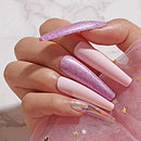 Makartt 24Pcs Extra Long Press on Nail Kit, XXL Ultra Long Pink Matte Glitter Holographic Acrylic Nail Tips False Nails 12 Sizes with Nail Glue Nail Stick Adhesive Tabs Manicure for DIY Nail Art Salon Makartt