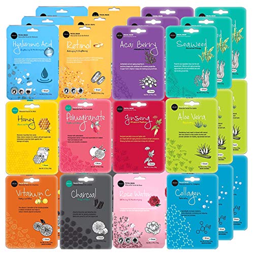 Celavi Face Mask Set Korean Beauty Essence Facial Paper Sheet Mask Korea Skin Care Moisturizing 3 Packs of each 12 New flavors K-Beauty Skincare 36 masks in a pack Made in Korea Celavi Cosmetics