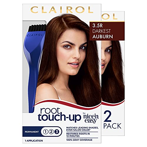 Clairol Root Touch-Up by Nice'n Easy Permanent Hair Dye, 3.5R Darkest Auburn Hair Color, 2 Count Clairol