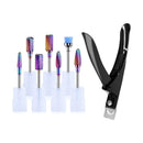MelodySusie Nail Drill Bits Set with Acrylic Nail Clippers, 7pcs Tungsten Carbide Nail Bits for Nail Drill E-file, 3/32 inch Bits Manicure Pedicure Remover Tools for Acrylic Gel Nails MelodySusie