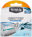 Schick Quattro Cartridges, Titanium Coated Blades, 4 Cartridges Schick