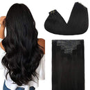 GOO GOO PU Clip in Hair Extensions Human Hair 20 Inch Natural Black 150g 7pcs Thick Real Hair Extensions with PU Clips Seamless Hair Extensions Clip in Human Hair Remy Human Hair Extensions GOO GOO