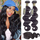 QTHAIR 12A Brazilian Body Wave Bundles with Closure (12 14+10inch) Brazilian Virgin Human Hair Body Wave Bundles with 4x4 Lace Closure Bundles with Closure QTHAIR