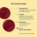 OLLY Extra Strength Daily Energy Gummy, Caffeine Free, 1000mcg Vitamin B12, CoQ10, Goji Berry, Adult Chewable Supplement, Berry Yuzu Flavor - 60 Count Infinity Warehouse