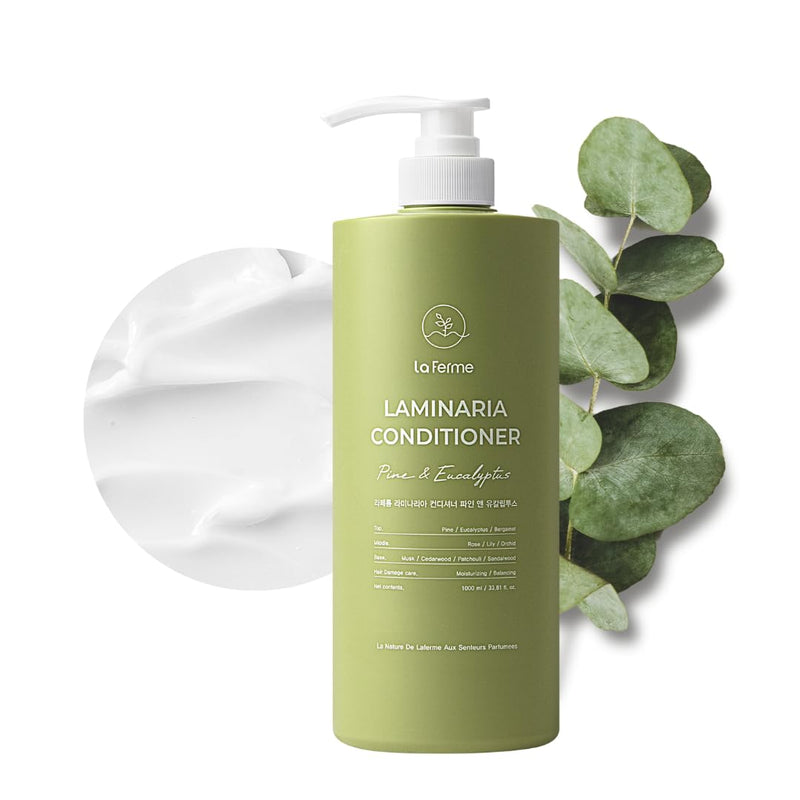 laferme Laminaria Conditioner with Organic Ingredient, Damaged Hair Care Korean Conditioner, Hydrating & Smoothing, Anti-Frizz, Sulfate & Paraben Free, for Women & Men, 33.81 Fl Oz, Pine & Eucalyptus Infinity Warehouse