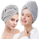 ELLEWIN Bamboo Hair Towel Wrap 2 Pack, Microfiber Hair Drying Shower Turban with Buttons,Super Absorbent Quick Dry Hair Towels for Curly Long Thick Hair, Rapid Dry Head Towel Wrap for Women Anti Frizz ELLEWIN