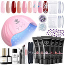 Modelones Poly Extension Gel Nail Kit - 6 Colors with 48W Nail Lamp Slip Solution Rhinestone Glitter All In One Kit for Nail Manicure Beginner Starter Kit DIY at Home Kit Gift modelones