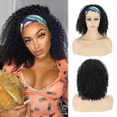 Headband Wig Curly Afro Kinky Curly Headband Wigs for Black Women 180% Density Short Curly Wig with Headband Black Synthetic Wigs with Headband Attached (12 inch, 1B) NAYOO