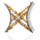 Stretchy Hair Clip for Thick Long Curly Hair - Perfect for Easy Ponytails, UpDos and Twists (Large Tortoise Brown Decorative Cut Glass Beads) HairZing