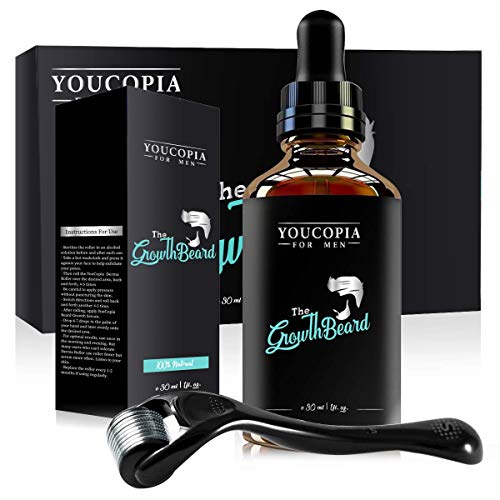 Beard Growth Kit, Natural Hair Growth Serum for Men with Patchy Facial Growth, Stimulate, Promote Hair Regrowth (2in1) YOUCOPIA