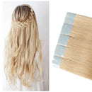 Tape in Hair Extensions Blonde 100% Remy Human Hair 12''-24'' Double Side Tape Seamless Skin Weft Rooted Tape on Natural Hair Extensions 20pcs Long Straight Silky(14 inch 60g,
