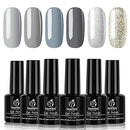 Beetles Elephantastic Elegant Gel Nail Polish Set - Soak Off Nail Gel Polish Nude Gray Glitter Series 6 Colors Gel Polish Kit Classic Nail Art Designs Gel Manicure Gift Set beetles Gel Polish