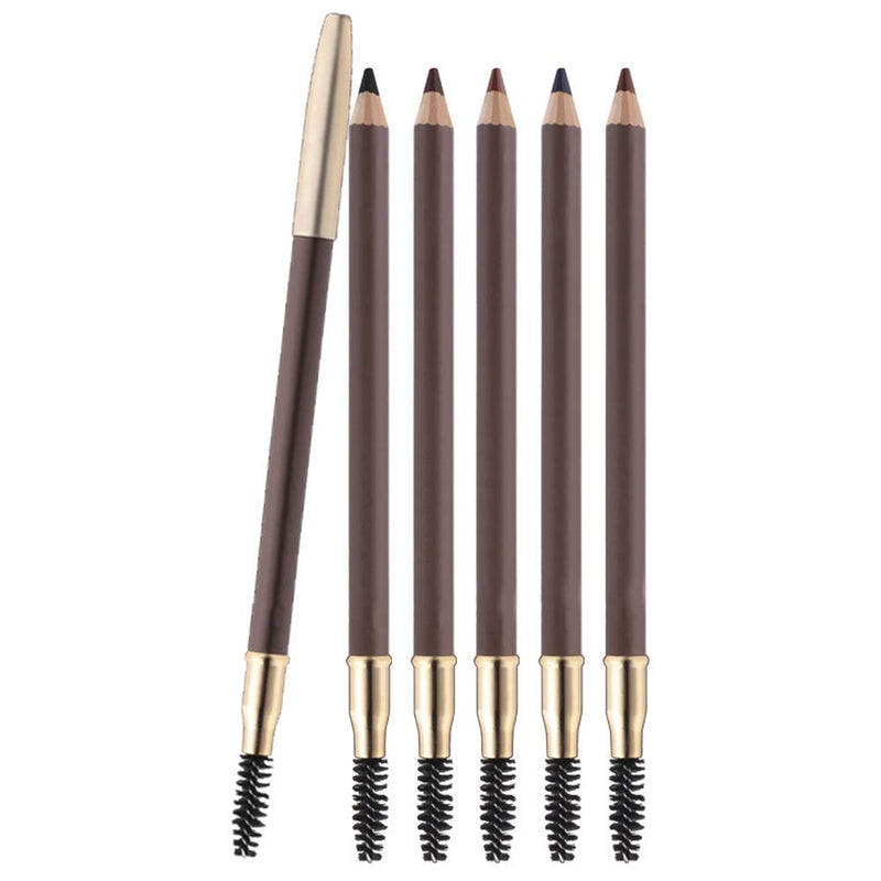 Eyebrow Pencil with Brow Brush 5pcs Pinkiou Waterproof Durable Liner Double-headed Makeup Brow Stylist Longlasting Microblading Pen Kit For Marking Outlining Eye Brow Liners 5 Colors Per Set Pinkiou Store