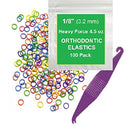 1/8 Inch Orthodontic Elastic Rubber Bands, 100 Pack, Neon, Heavy 4.5 Ounce Small Rubberbands Dreadlocks Hair Braids Fix Tooth Gap, Free Elastic Placer for Braces Prairie Horse Supply