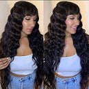 Human Hair Wigs with Bangs for Black Women 150% Density Loose Deep Wave None Lace Front Wigs Machine Made Wigs Glueless 100% Unprocessed Brazilian Virgin Human Hair Wigs (14 inch) Borchan