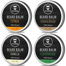 Scented Beard Balm for Men - Variety 4 Pack with Natural Vanilla, Sandalwood, Citrus & Cedarwood Sampler Scents - Styles & Conditions with Organic Shea Butter, Argan & Jojoba Oils - Striking Viking Striking Viking