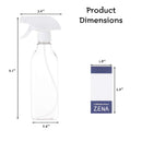 Zena Empty Clear Spray Bottle 16 oz. Great for Cleaning Solution, Essential Oils, Gardening, Hair Care. Adjustable Heads from Mist to Stream. Includes 4 beautiful labels (Pack of 2 / Cuboid) Zena