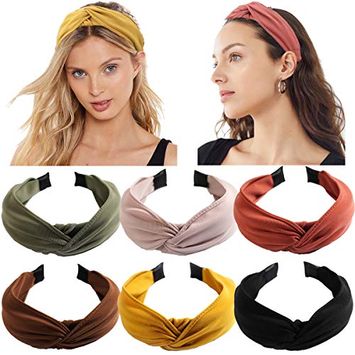 6PCS Top Knot Headband for Women Wide Knotted Headbands Twist Turban Headwrap Elastic Hair Band Fashion Hair Accessories for Women Girls Children CellElection