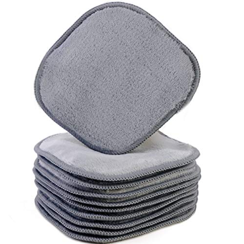 Polyte Premium Hypoallergenic Chemical Free Microfiber Fleece Makeup Remover and Facial Cleansing Cloth, 5 x 5 in, 10 Pack (Gray) POLYTE