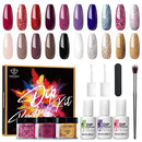 Modelones 20 Colors Dip Powder Nail Kit Starter, Winter Glitter Collection Acrylic Dipping Powder System Essential Liquid Set with Base & Top Coat for French Nails Art Manicure DIY Salon Gift modelones