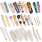 28 PCS Hingwah Pearls and Acrylic Resin Hair Clips, Handmade Hair Barrettes, Marble Alligator bobby pins, Glitter Crystal Geometric Hairpin, Elegant Gold Hair Accessories, Gifts for Women Girls Magicsky