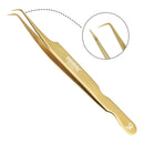 Professional Lash Golden Tweezers for Eyelash Extension Hand Crafted Japanese Stainless Steel Precision Tweezers (90° Angular Tip.) metaleks