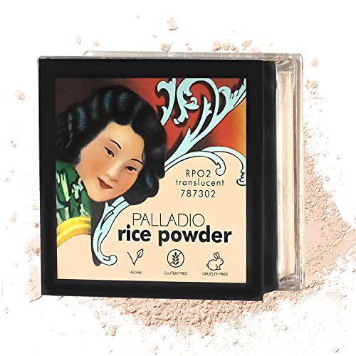 Palladio Rice Powder, Translucent, Loose Setting Powder, Absorbs Oil, Leaves Face Looking and Feeling Smooth, Helps Makeup Last Longer For a Flawless, Fresh Look Palladio