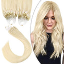 Ugeat 24 Inch Microlink Hair Extensions Human Hair Platinum Blonde Micro Beads Hair Extensions Human Hair 50Gram/Set 50Strands Micro Ring Extensions Human Hair Ugeat