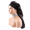 Sent Hair Extra Long Satin Hair Bonnet for Women Double Layer Night Sleeping Cap for Braids,Curly,Long Hair- Soft Elastic Band,Black(Color Fixed) sent hair