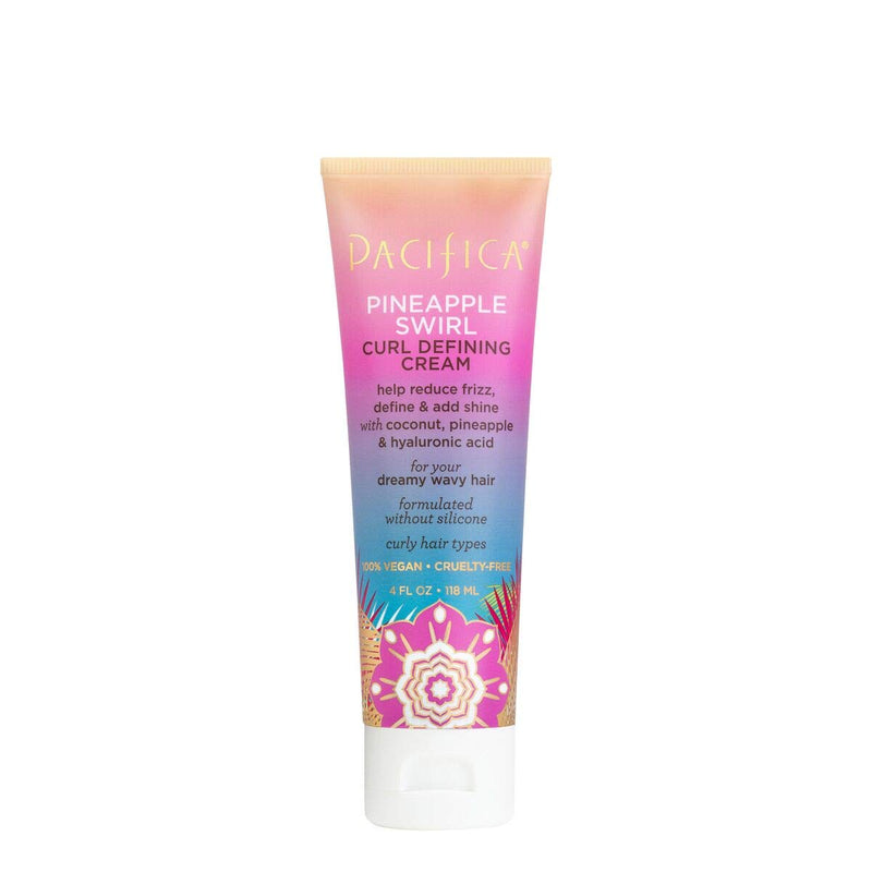 Pacifica Beauty, Pinapple Curls Curl Defining Cream, For Curly, Coily and Textured Hair Types, Fresh Pineapple Scent, With Hylauronic Acid + Coconut Oil, Silicone Free, 100% Vegan and Cruelty Free Pacifica