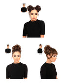 Bella Hair Instant Messy Bun Extension, Real Human Hair Scrunchies for Women Wavy Curly Up-Do Chignon Hairpiece (