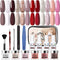 REDNEE Dip Powder 12 Colors Nail Starter Kit with Base Activator and Top Coat 22pcs Gift Set for Nail Art - RE08 Inviting Color REDNEE