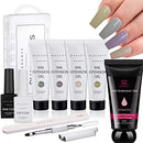 Makartt Poly Nail Extension Kit Bundle with Natural Pink Poly Nail Gel 50ML, High Tea Nail Extension Gel Fall Winter Collection Builder Extension Gel Nail Enhancement Manicure All-in-one Kit Makartt