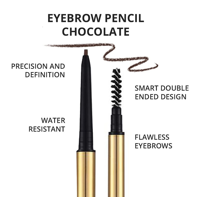 Eyebrow Definer Pencil | Fill in Draw Fine Lines and add volume to your Brows | Long Lasting and Waterproof | Precision Smart Double Ended Design | Mela Beauty Studio Professional Makeup (Chocolate) Melanie Jovanovic Store