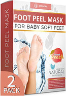 Peach Foot Peel Mask For Cracked Heels, Dead Skin & Calluses - Make Your Feet Baby Soft - Removes & Repairs Rough Heels, Dry Toe Skin-Exfoliating Peeling Natural Treatment (Size: 2 Pack) DERMORA Store