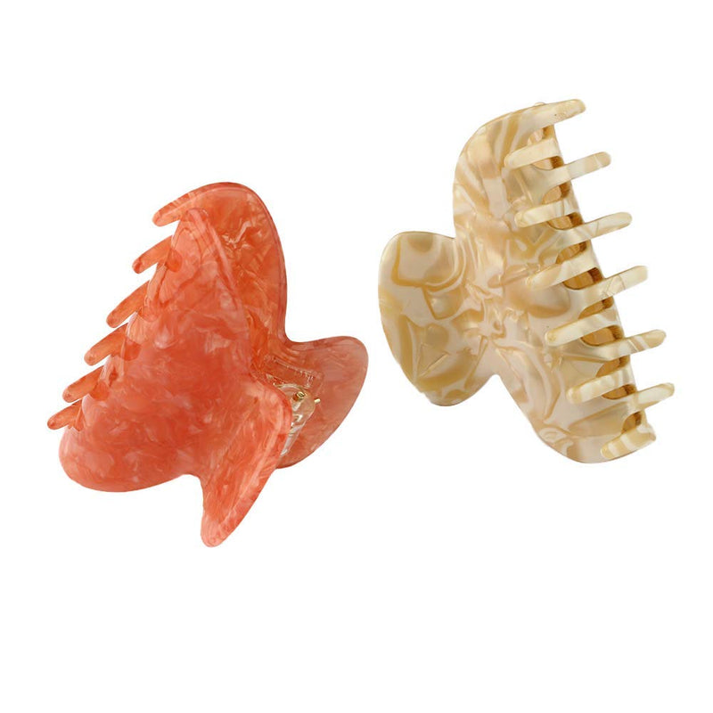 JIRIS 2PCS 2.75 inches Hair Claw Banana Clips tortoise Barrettes Celluloid French Design Barrettes celluloid Pattern print Small Fashion Accessories for Women Girls(SET5) JIRIS