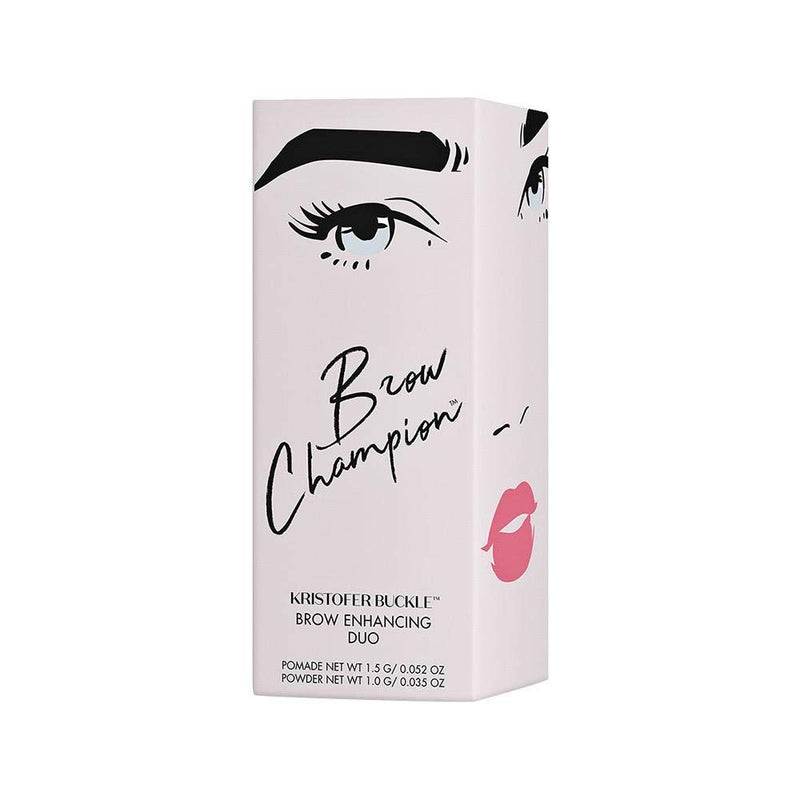 KRISTOFER BUCKLE Brow Champion® Brow Enhancing Pomade and Powder Brunette 0.09 oz. | all-in-one brow enhancing product, Featuring a pomade & two powders for fuller looking brows | Brunette Kristofer Buckle