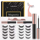 Magnetic Eyelashes, Magnetic Eyelashes Kit Magnetic Eyeliner 3D and 5D different Lengths&Densities Magnetic Eyelashes Magnetic Lashliner For Use with Magnetic False Lashes Natural Look-No Glue Needed (10-Pairs) Latorice