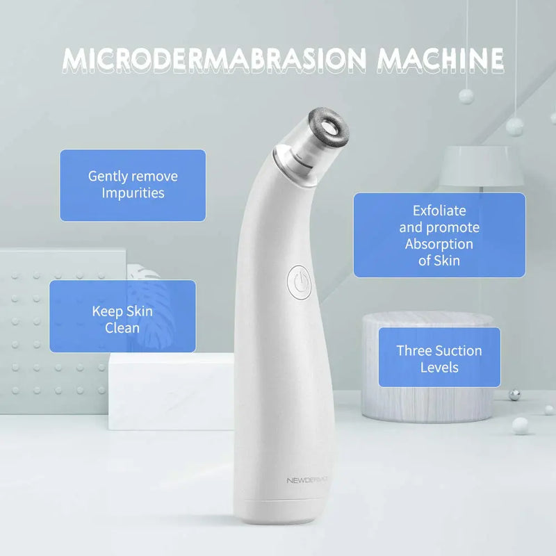 NEWDERMO 2-IN-1 Microdermabrasion Rechargeable Machine For Facial And Body,Electric Blackhead Remover Pore Vacuum Cleaner-With 5 Suction Heads Replaceable (White) NEWDERMO Store