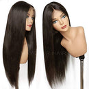 Maycaur 13X4 Inch Long Straight Brown Lace Front Wigs for Fashion Women Black Brown Ombre Color Synthetic Lace Front Wigs with Natural Baby Hair 24 Inch Maycaur