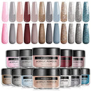 Modelones 12 Colors Acrylic Powder, Nude Brown Glitter Acrylic Nail Powder, Blue Pink Professional Nail Acrylic Powder, Glitter Acrylic Powder for Nail Art French Nail, Gift for Women modelones