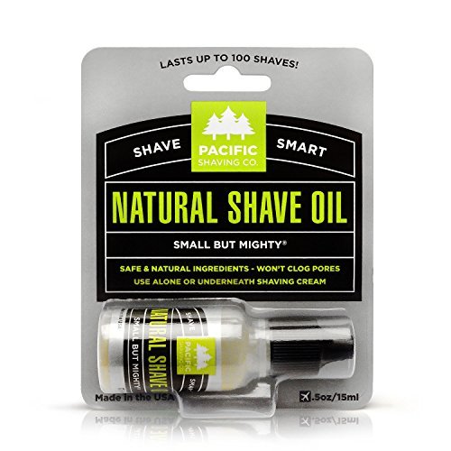 Pacific Shaving Company Natural Shaving Oil - Helps Eliminate Nicks, & Razor Burn, Soothes & Moisturizes Skin, Reduces Irritation with Safe, Made in USA, 0.5 Oz Pacific Shaving Company